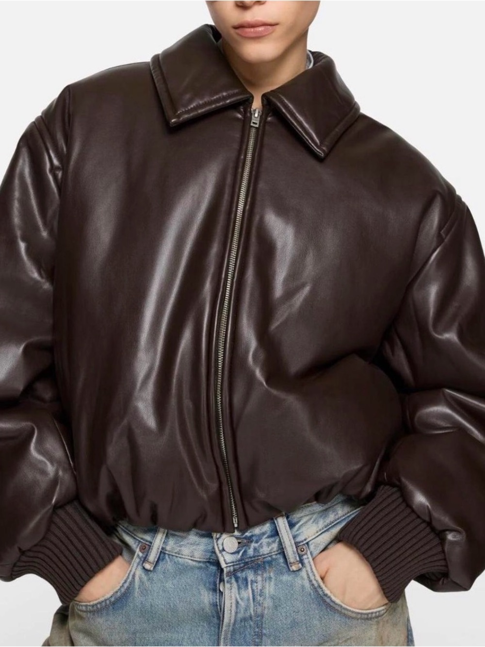 Acne Studios Dark Brown Puffer Leather Jacket - Picture 8 of 8